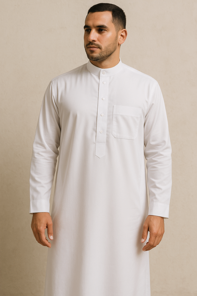 bb65618c-0d30-44ee-9ab3-03cb2cb49763 Man wearing a white qamis